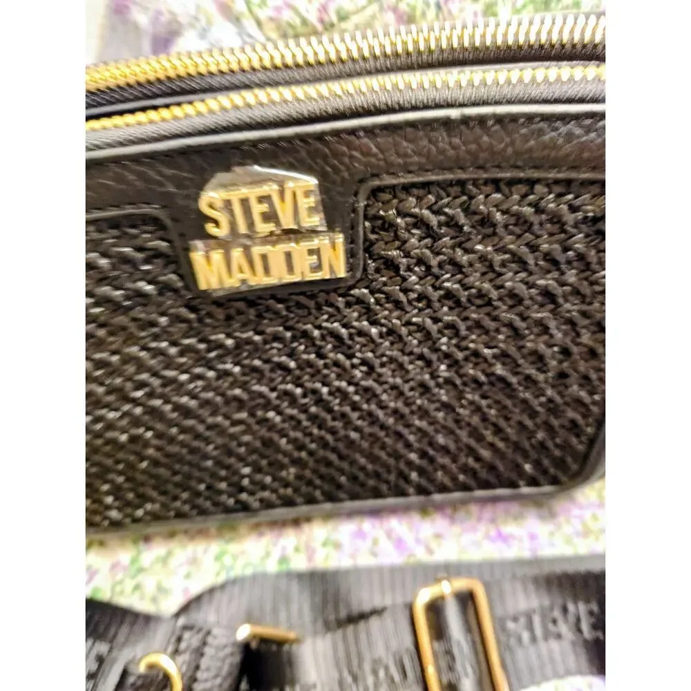NWOT Steve Madden Woven Black Crossbody Camera Bag